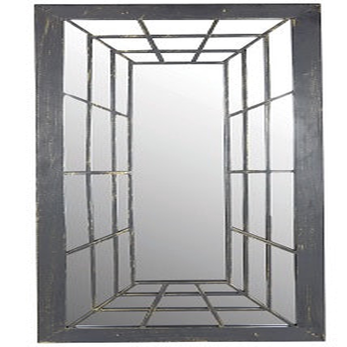Metal mirror trompe l oeil rect.