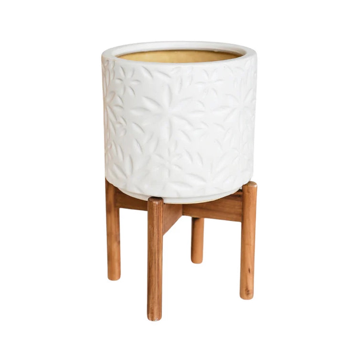 Aspen Flower White Planter H40cm 28cm